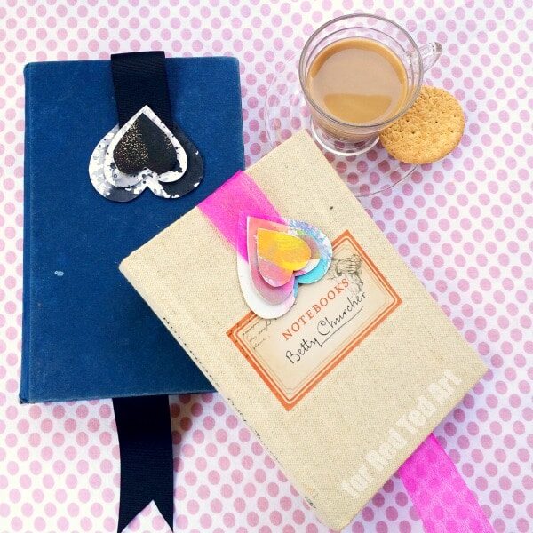 primitive recycled cardboard heart bookmarks and decorations