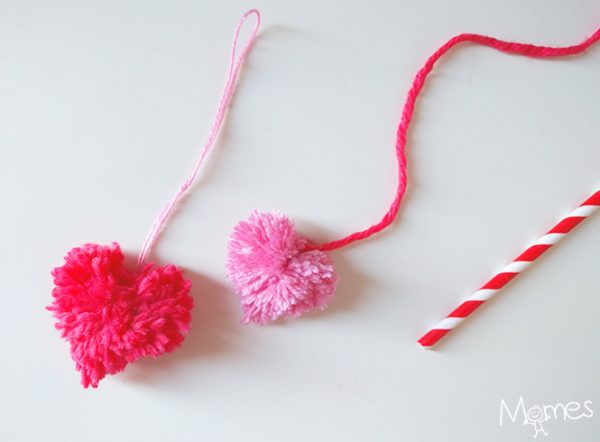 Heart pom poms