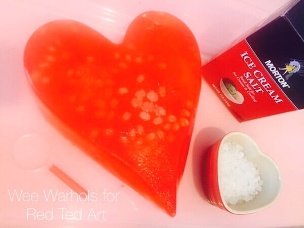 Easy STEAM Valentines Activity for Preschool - exploring salt & ice melting