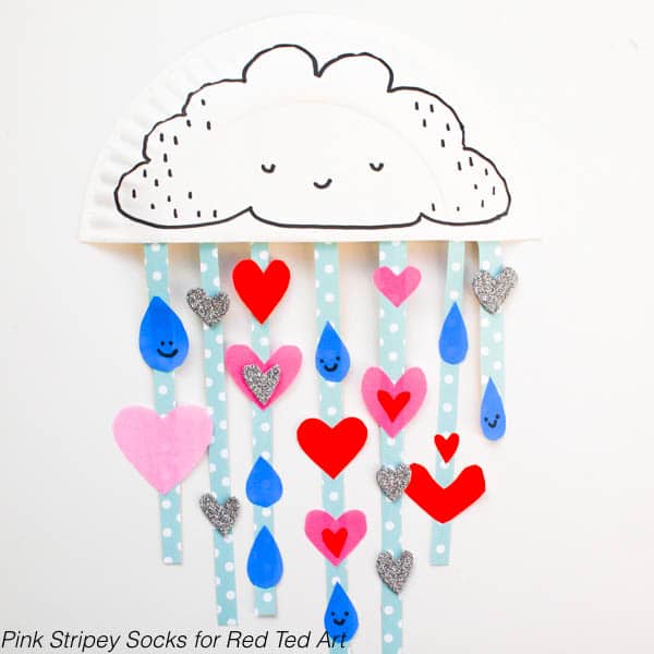 Super cute Paper Plate Rain cloud - Show You with Love this Valentines Day. Or simply decorate a child's room. Oh so sweet. I do LOVE Paper Plate Crafts for Kids!