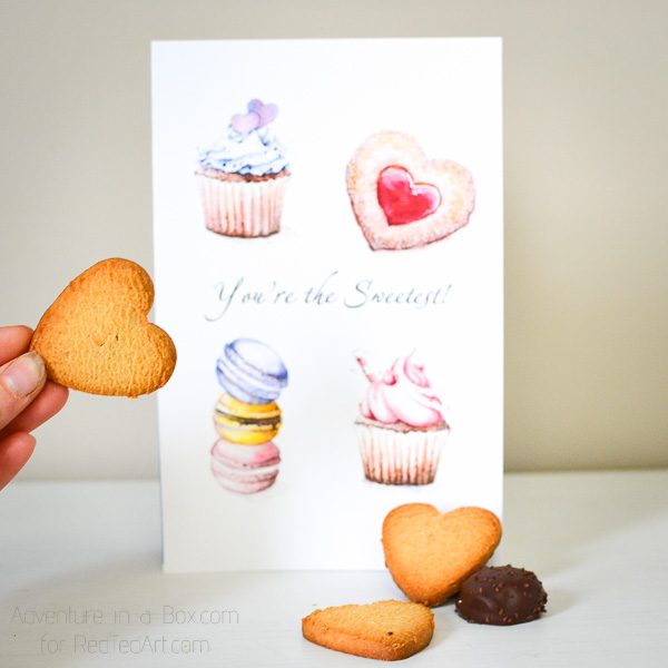 Valentines Card Coloring Page - create your own "You Are The Sweetest" Valentine's Day Card, either print the full color one, or color it in yourself!