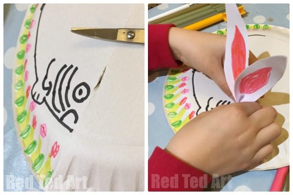 Easy Rocking Paper Plate Bunny Rabbits - a super duper cute Paper Plate Craft for Preschool this Easter or Spring. Make these easy and oh so cute rocking bunnies!! My kids had such a lovely time making them! Love bunny crafts for Easter and Spring!