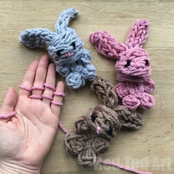 Easy Finger Knitting Bunny DIY - Red Ted Art - Make ...