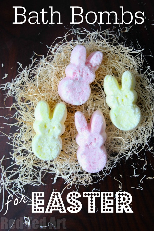 Easter Bath Bomb Recipe - adorable Peeps Bath Bombs - a great Easter Bath Bomb Recipe to make with or for the kids. Love this as an alternative "no Treat Easter Gift" for big and small. Make them as Bunny Peeps or Chick Peeps or whatever Easter shape you fancy. Great easy bath bombs recipe #bathbombs #bathbombrecipe #easter #eastergifts #easterbasket