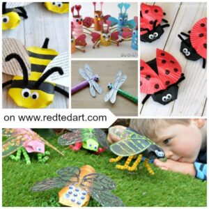 Bug TP Roll Crafts for Kids - oh how we love easy Toilet Paper Crafts for kids.. and here are some great TP Roll Ideas for Spring and Summer: make these darling BUG TP Roll Crafts. They are simply too adorable. Which to make first? #toiletpaperolls #bugs #bugcrafts #preschoolers #toddlers #spring #summer