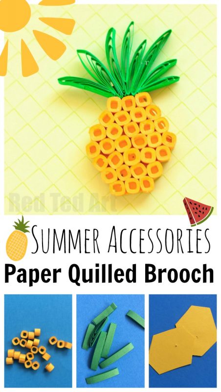 Paper Quilling Pineapple Brooch - oh the fun you can have with paper. Here is a cute DIY Summer Accessory - make your own Paper Quilled Pineapple Brooches (to go with our fab Watermelon Pendants too!)