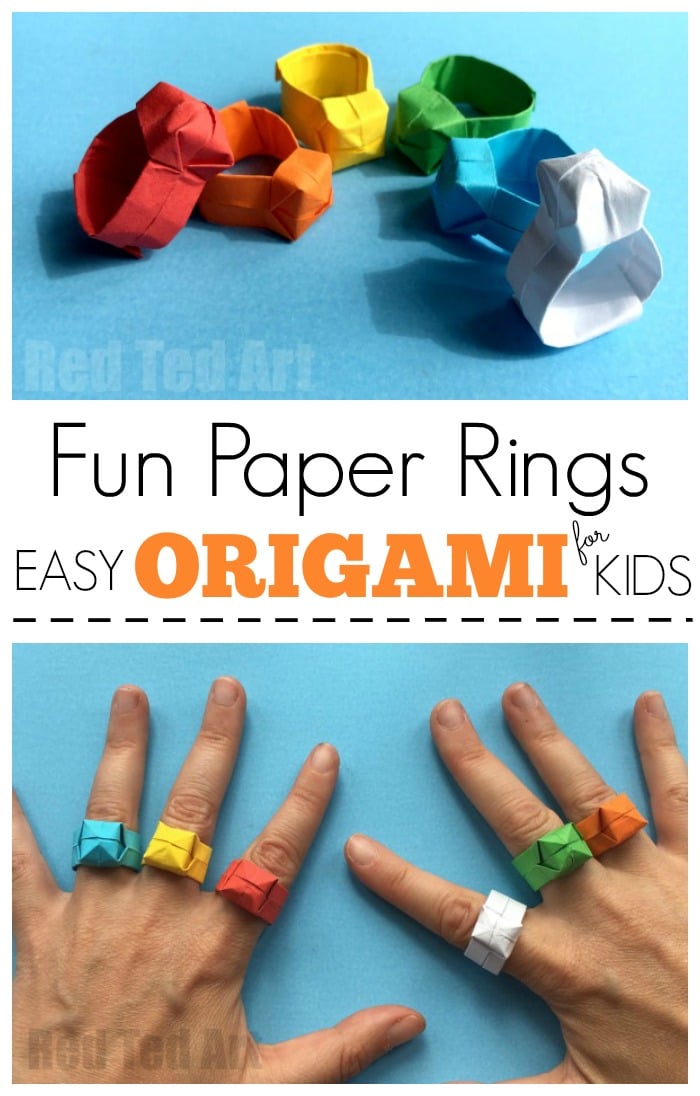 Easy Origami Ring DIY - Red more fun with paper.  Look how FUN these little paper rings are!  A great origami pattern for beginners.