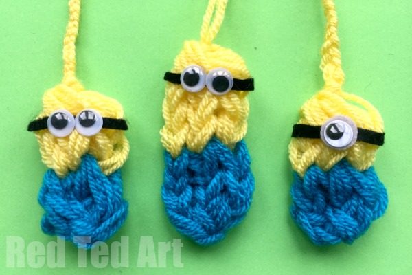 Finger knitted backpack charms