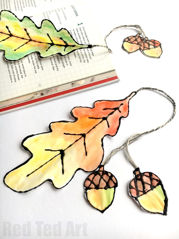 Watercolour Leaf Bookmarks - Red Ted Art - Kids Crafts