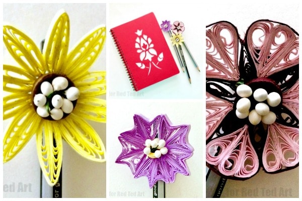 Flower Quilled Pencil Toppers