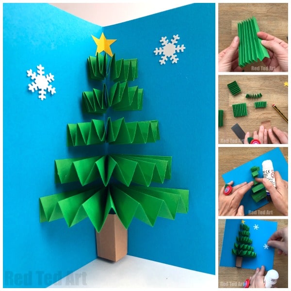 Christmas handmade Card 3d pop up & origami 