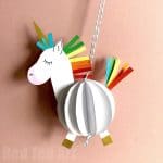 Easy 3D Paper Unicorn Decoration - Red Ted Art - Kids Crafts