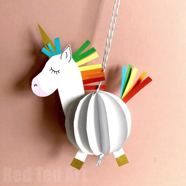 Easy 3D Paper Unicorn Decoration - Red Ted Art - Make crafting 