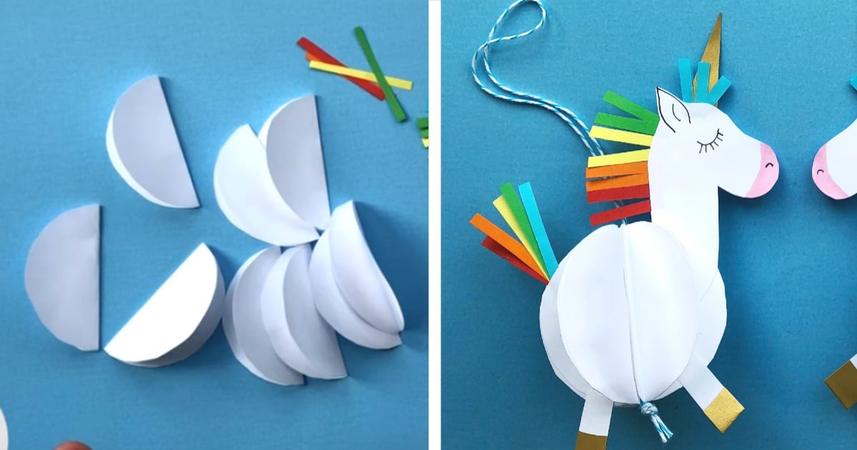 Easy 3D Paper Unicorn Decoration - Red Ted Art - Make crafting 