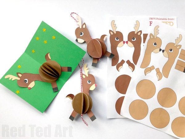 3D Reindeer Card DIY - Red Ted Art - Make crafting with kids easy & fun