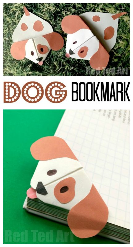 Emoji Dog Corner Bookmark - Red Ted Art - Kids Crafts