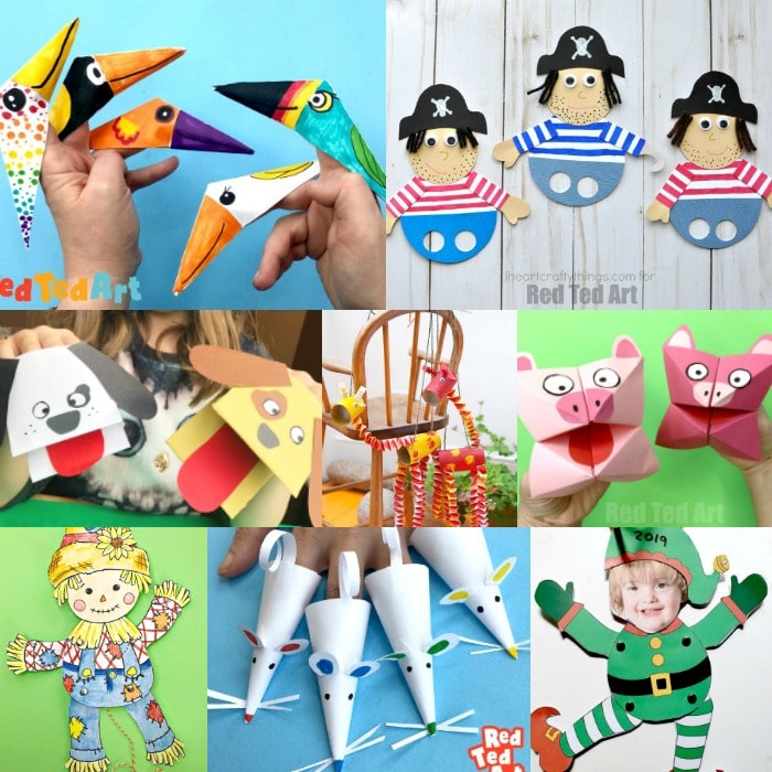 DIY Paper Puppets with Templates - Red Ted Art - Kids Crafts