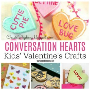 Conversation Heart Crafts for Valentine's Day. DIY Conversation Heart BFFs Craft for Kids to make - cute Valentine's Card DIY for kids #valentines #conversationhearts #cards #printables