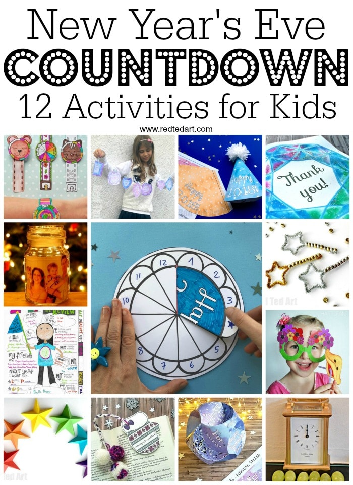 New Year's Eve Countdown for Kids - Count down to Midnight with this fantastic set of hourly activity for kids. Includes many printables to make New Year's Eve planning quick and easy. Love these New year's eve printables for kids #newyearseve #newyearseve2018 #printables #countdown #newyearsevecountdown