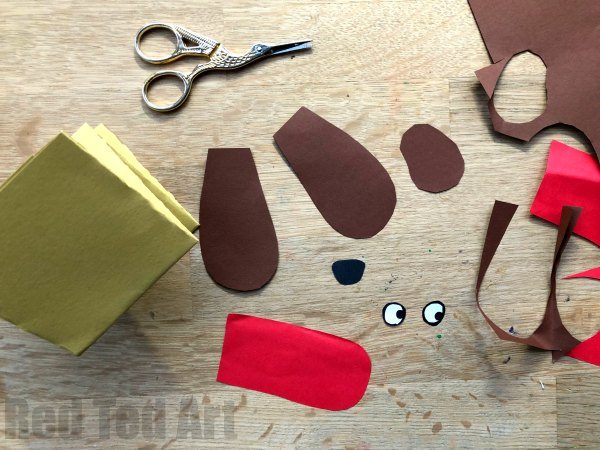Easy Paper Dog Hand Puppet for Kids - Red Ted Art - Kids Crafts