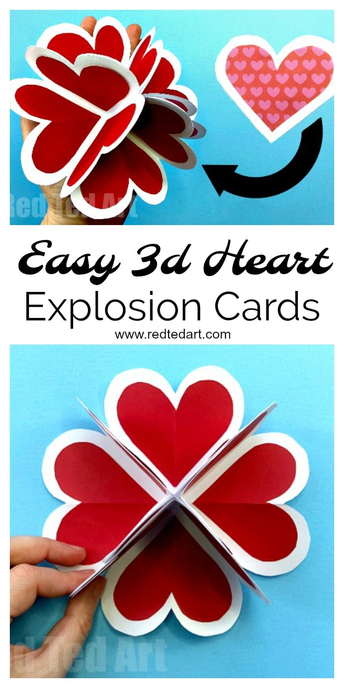 Heart Pop Up Valentine Card - Red Ted Art - Make crafting with Within Heart Pop Up Card Template Free