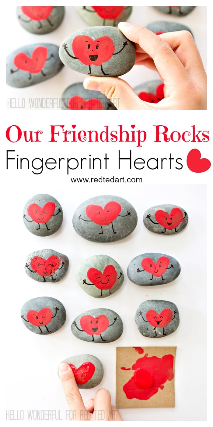 Crayon Rocks Valentine Gift in White with Red Hearts 