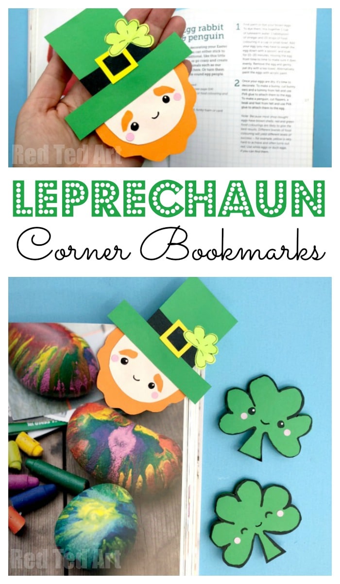 Leprechaun Corner Bookmark for St Paddy's Day - super cute Corner Bookmark Design for St Patrick's Day. We love a great Paper St Patrick's Day Craft and send some Leprechaun love to your friends... adorable #cornerbookmarks #bookmarks #leprechaun #stpatricksday 