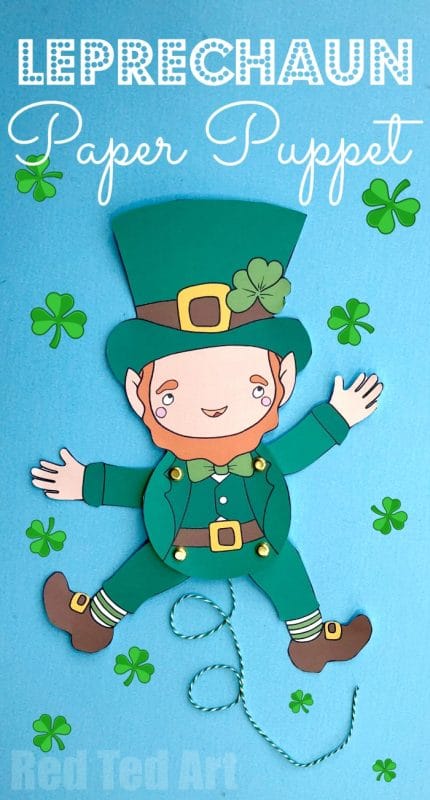 Free Articulated Leprechaun Paper Puppet for St Patrick's Day - Red Ted ...