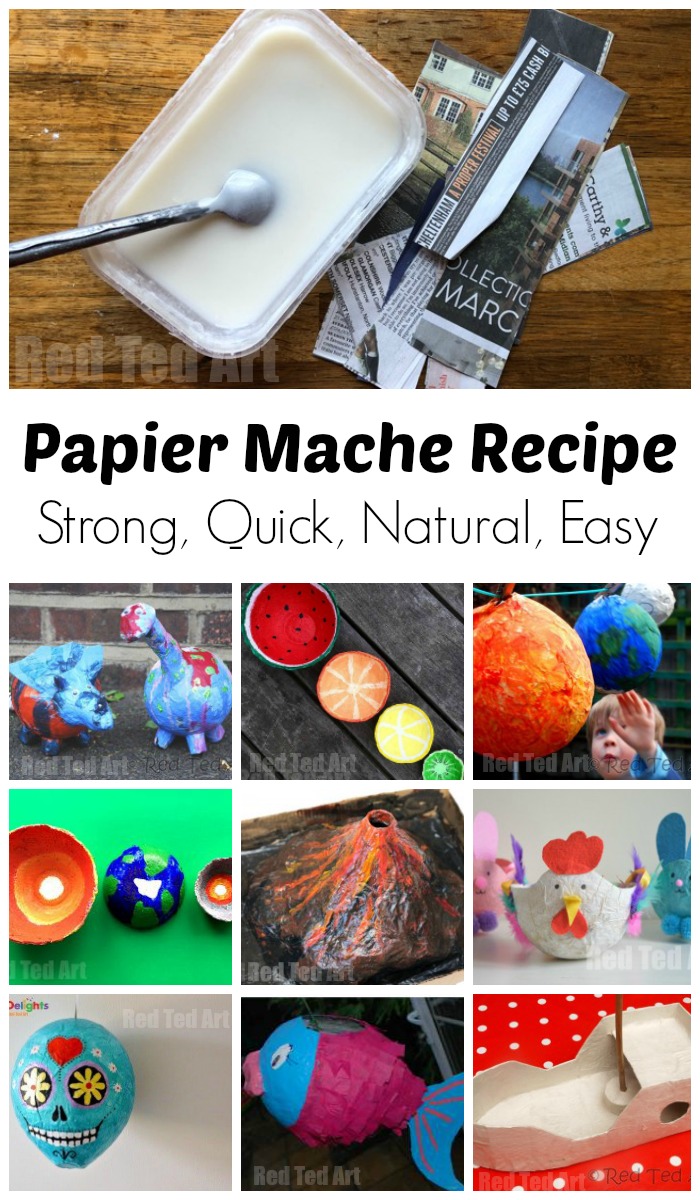 Papier-mâché Recipe for crafting with projects shown
