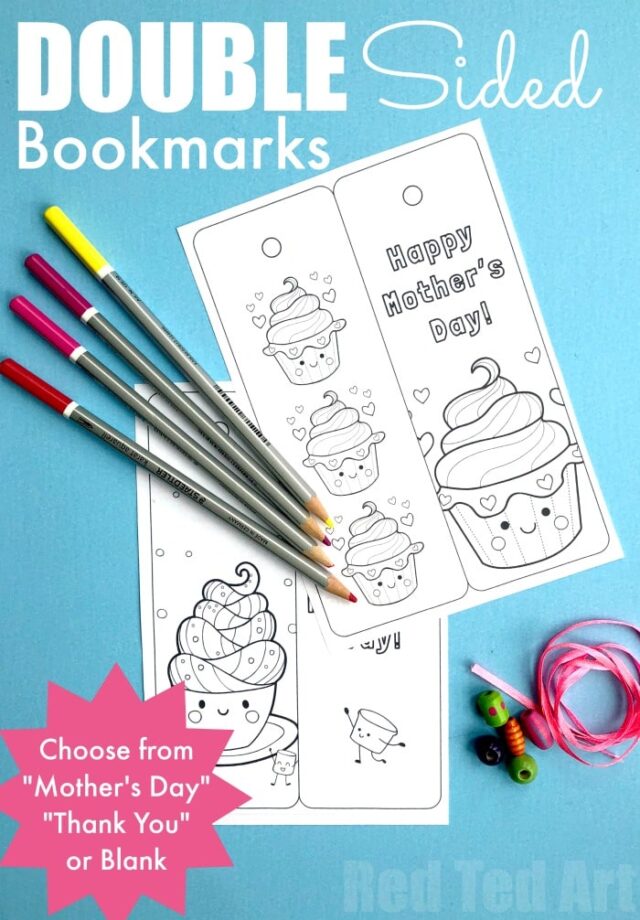 Printable Flower Bookmark - Red Ted Art - Kids Crafts