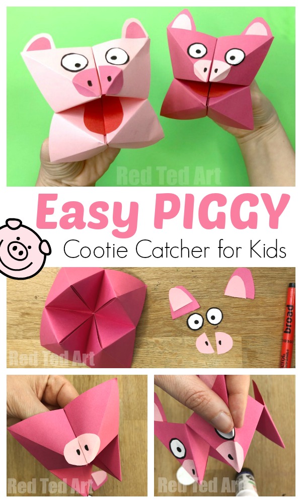 Pig Cootie Catcher Craft - Red Ted Art - Kids Crafts