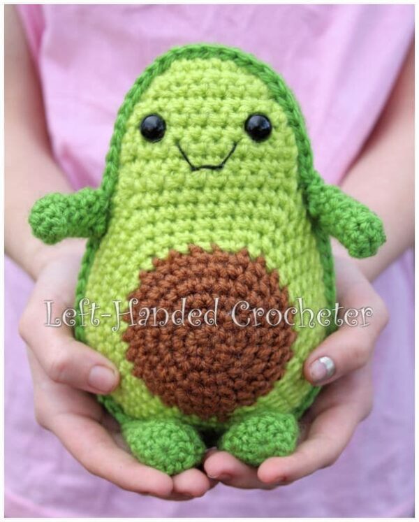 Free Crochet Avocado Pattern - oh my! Learn how to crochet this Toy Avocado Friend. Isn't he the absolute CUTEST EVER!! Free Crochet Pattern for Kawaii Avocado Lovers #kawaii #avocado #crochet #patterns #free