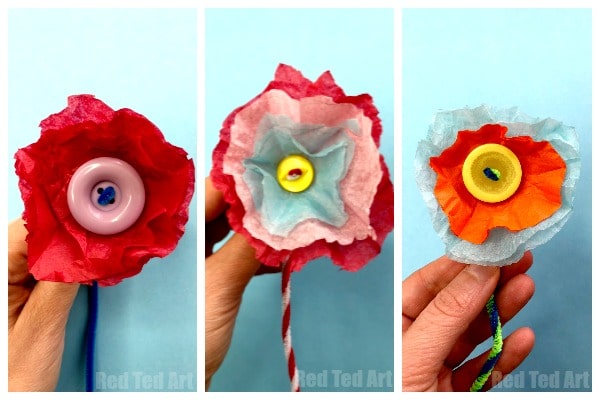 Tissue Paper Flower Bouquet Red Ted Art Make Crafting With Kids Easy Fun