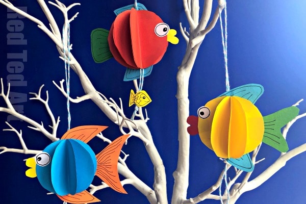 3D Paper Fish Decoration - Red Ted Art - Kids Crafts