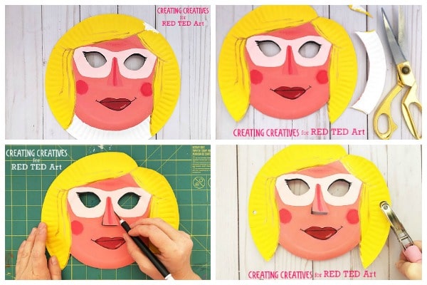 Summer Paper Plate Masks - remember to put your sunscreen on at #SummerCamp or on the Beach.. or else end up with these quirky Sunburnt Paper Plate Mask faces! Super cute guest post from Creating Creatives #summer #preschool #paperplates #masks