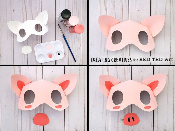 Darmowy Szablon Maski Świni Z Papieru. Jak zrobić maskę świni 3D z papierowych talerzy dla przedszkola. # paperplates #pigs #yearofthepig #preschool #templates # Mass