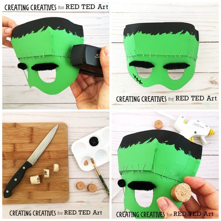 Paper Plate Frankenstein Mask Template - RedTedArt - Easy Crafts