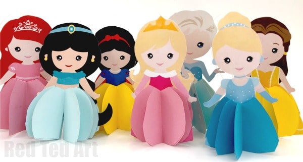 Paper Princess Doll Ornaments - a great 3D Paper Doll or hang it in your Christmas tree as a Princess Christmas Ornament.  Free Printable