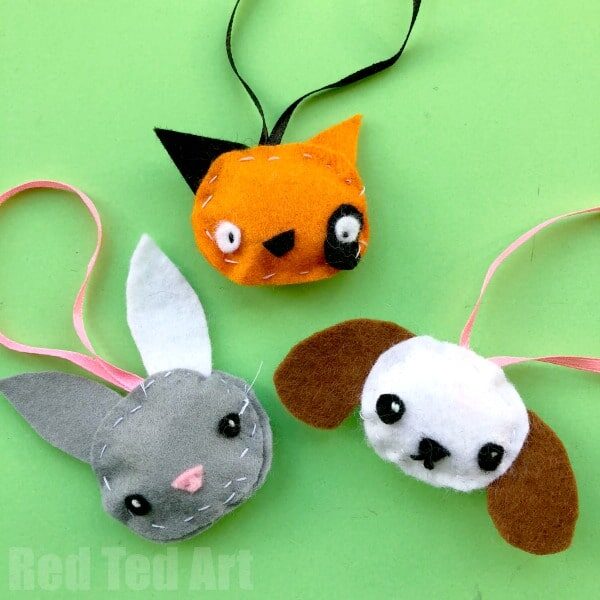 Felt Animal Ornaments for kids to sew - Red Ted Art - Kids Crafts