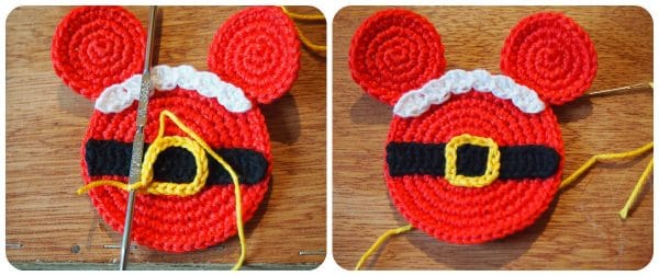 Crochet Mickey Mouse Ornaments - free Santa Mickey Mouse Ornament Crochet Pattern #crochet #patterns #disney