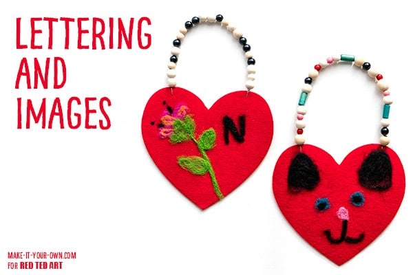 How to felt Hearts for Valentines Day. Adorable Needle Felted Heart Wall Decorations. Teach kids how to needle felt #needlefelting #felting #howto #valentines #hearts