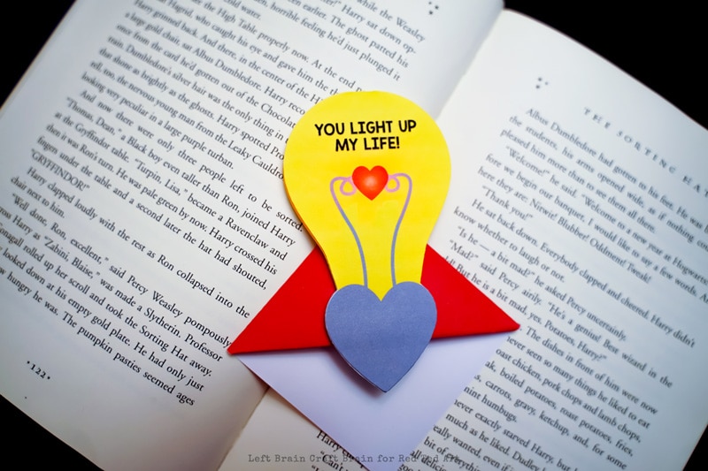 Valentine’s Lightbulb Corner Bookmark Design