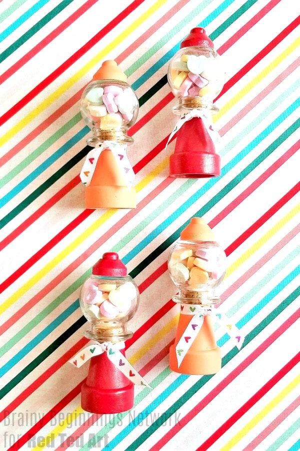 Mini Gumball Machine for Valentines! How to make a gumball machine for Valentine's. Cute Valentine's Gift Idea for kids to make and give. #Valetnines #gumball #giftideas