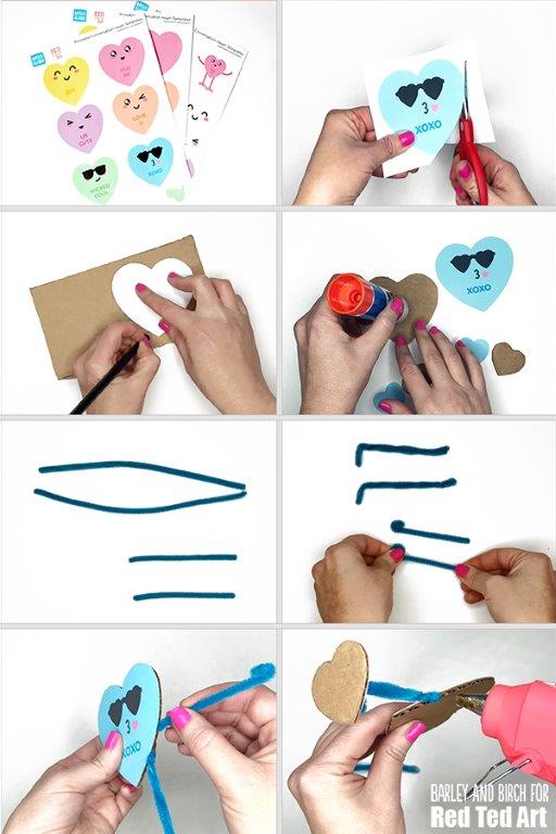 Conversation Heart Crafts for Valentine's Day. DIY Conversation Heart BFFs Craft for Kids to make - cute Valentine's Card DIY for kids #valentines #conversationhearts #cards #printables