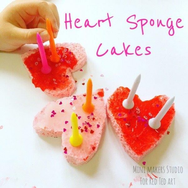 Fun with heart sponge cakes