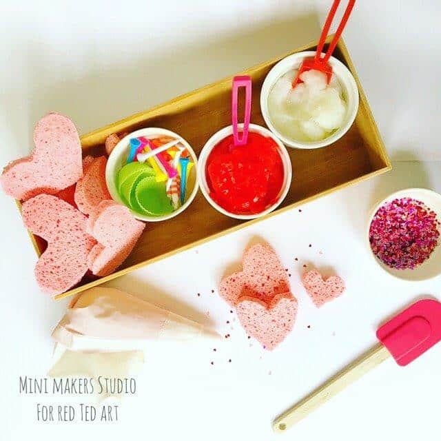 Sponge Heart Cakes Process Art Activity