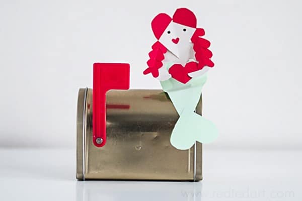 Heart Mermaid Valentine's Day Craft - Adorable Heart Valentine's Ideas. Paper Mermaid Crafts for Valentine's. How to make a Mermaid Valentines Card