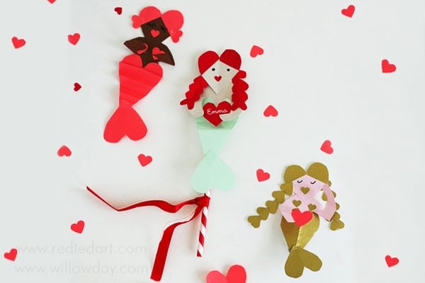 Heart Mermaid Valentine's Day Craft - Adorable Heart Valentine's Ideas. Paper Mermaid Crafts for Valentine's. How to make a Mermaid Valentines Card