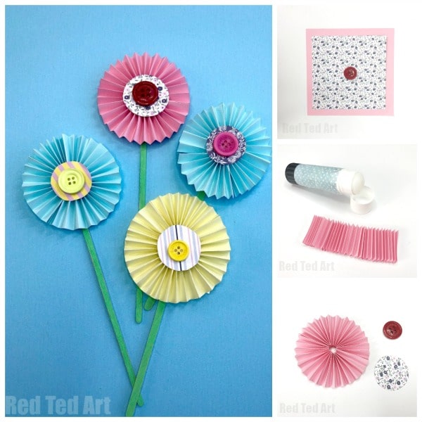 How to make paper flowers step by step instructions with pictures. Learn how to make easy accordion paper flowers for kids. Easy paper flowers for spring!