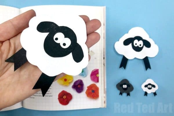 Sheep Corner Bookmark Design - Red Ted Art - Easy Spring Crafts